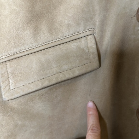 LL Bean Chore Jacket, Cow Nubuck Leather, Green Tag Coat Tan SzL - Picture 4 of 10